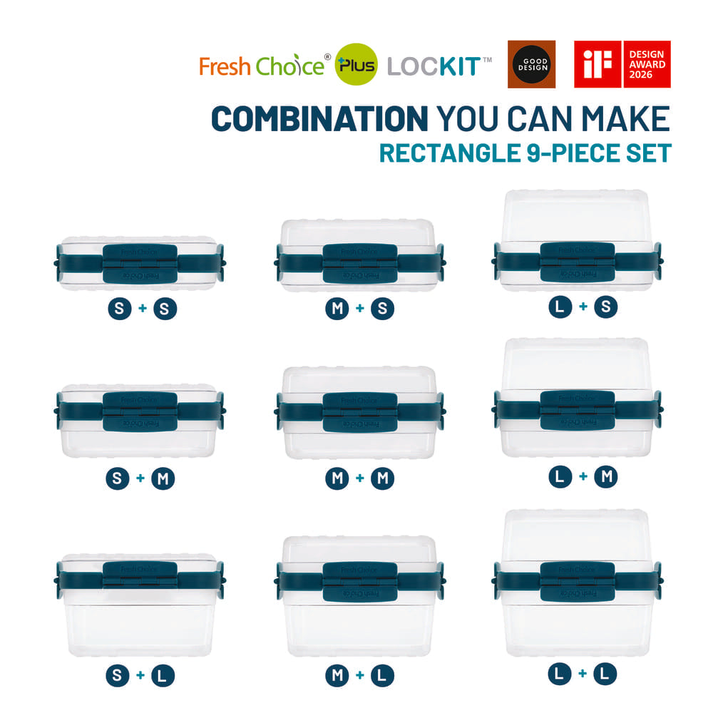 Fresh Choice LOCKIT Rectangle 9-Piece Set