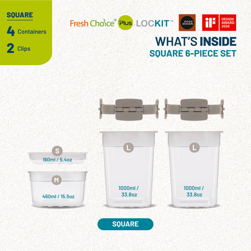 Fresh Choice LOCKIT Square 6-Piece Set