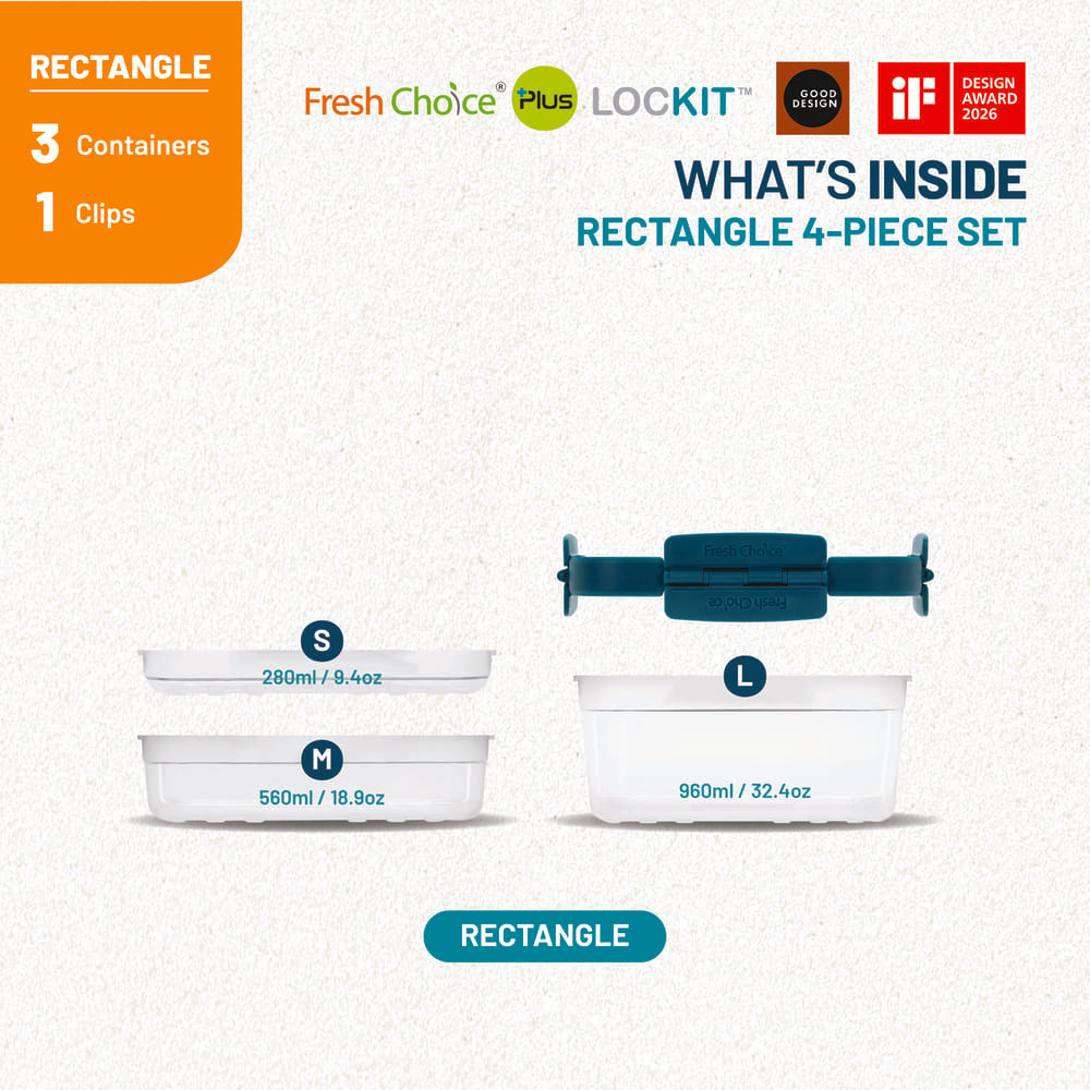 Fresh Choice LOCKIT Rectangle 4-Piece Set