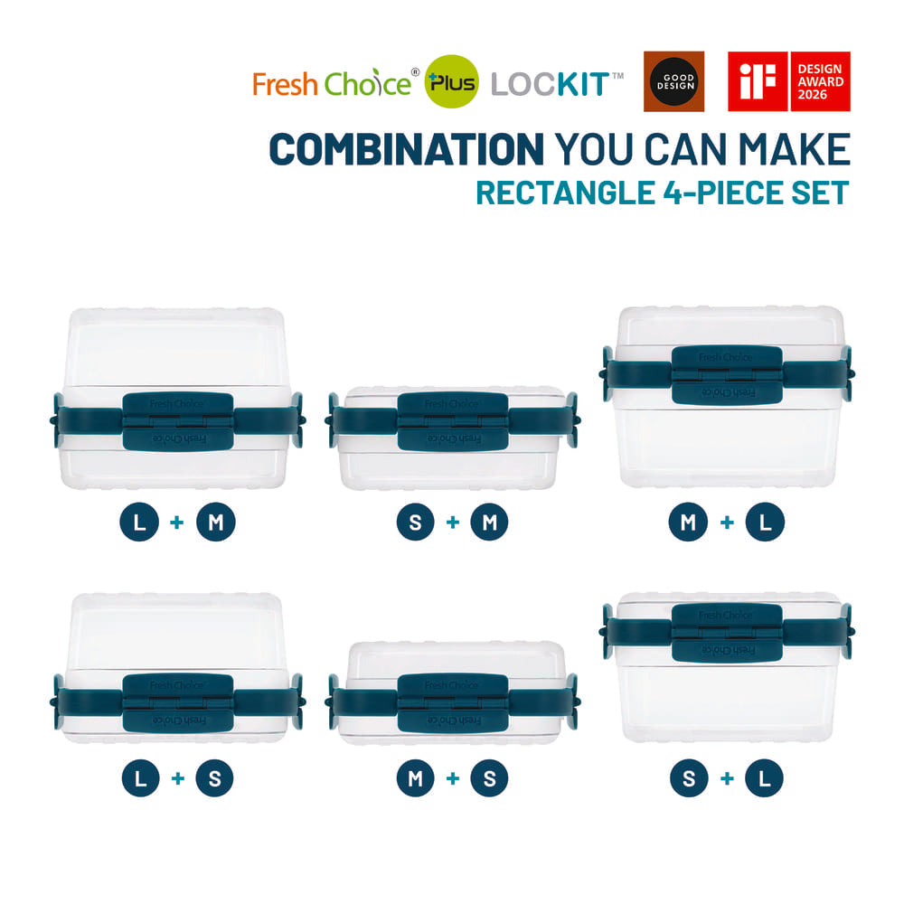 Fresh Choice LOCKIT Rectangle 4-Piece Set