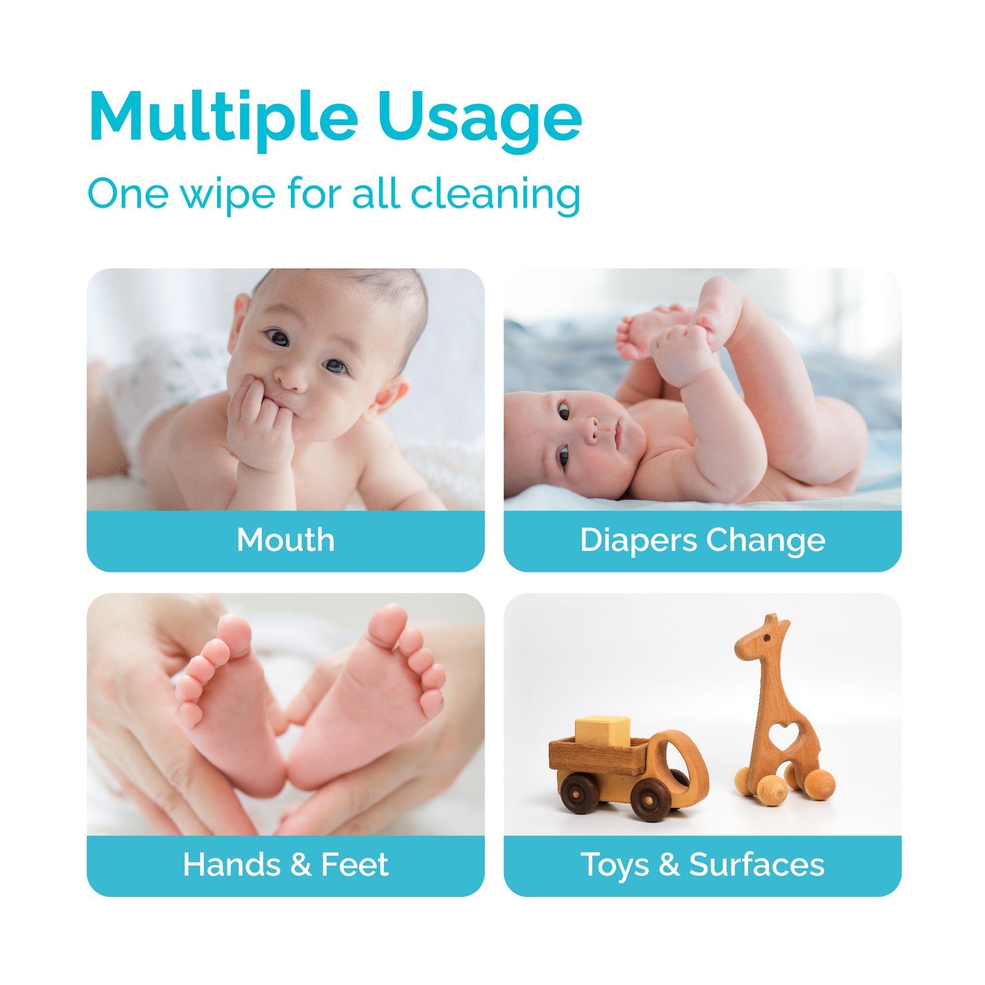 Hoppi Wet Wipes - 80 Sheets-3 in 1 Bundle Pack (with White Cap)