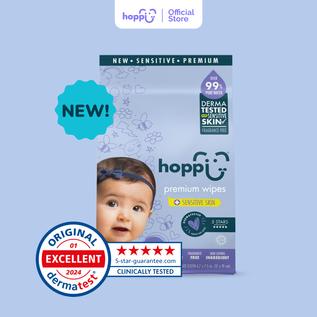 Hoppi 99% Premium Water Baby Wipes - 20 sheets - 5 in 1 Bundle Pack - Astra Family