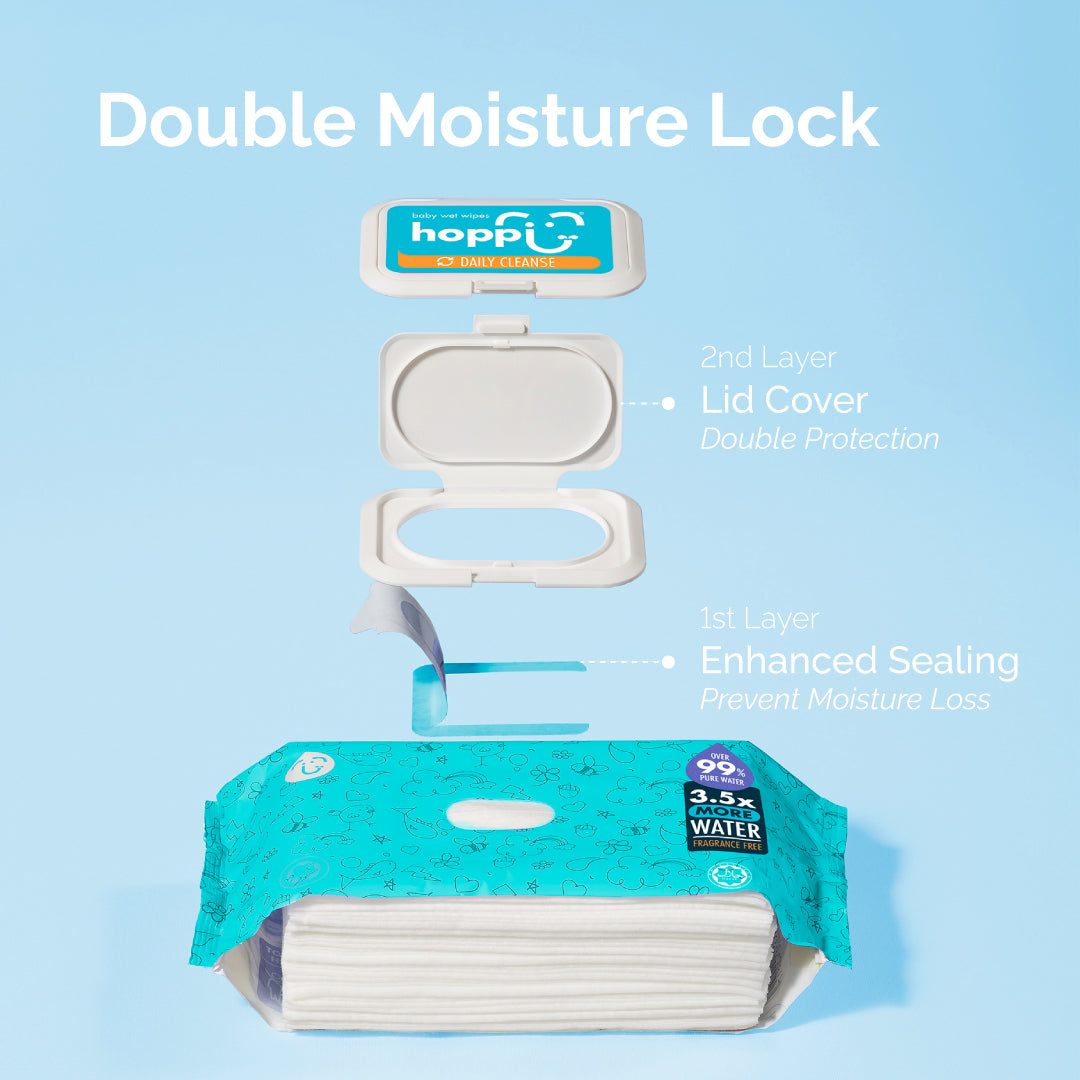 Hoppi Wet Wipes - 80 Sheets-3 in 1 Bundle Pack (with White Cap)