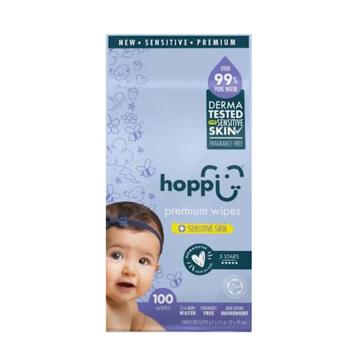 Hoppi 99% Premium Water Baby Wipes - 20 sheets - 5 in 1 Bundle Pack