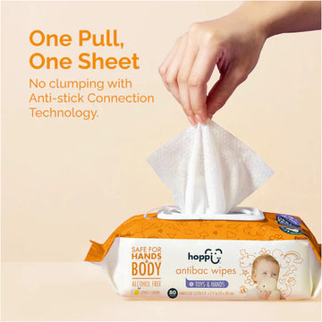 Hoppi Baby Antibacterial Wipes - 80 sheets (Single Pack)