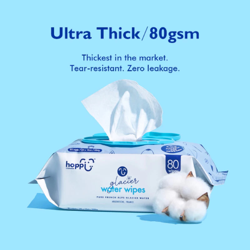 Hoppi 80 Sheets 2-in-1 Bundle Pack Premium Baby Glacier Wet Wipes