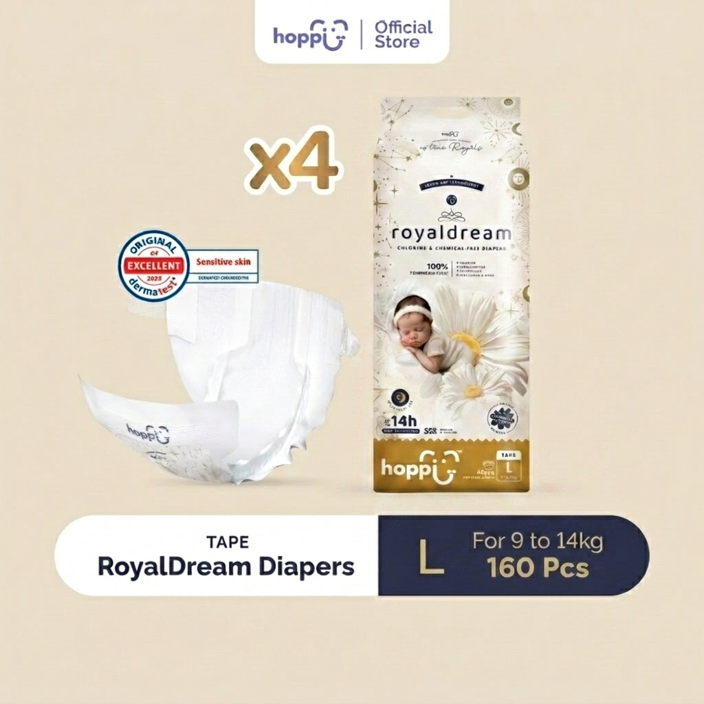 [CARTON] Hoppi RoyalDream Baby Diaper Tape X4 - Astra Family