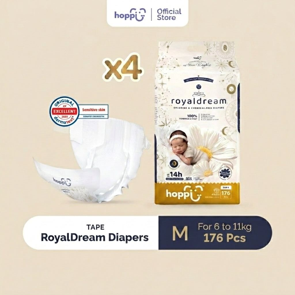 [CARTON] Hoppi RoyalDream Baby Diaper Tape X4 - Astra Family