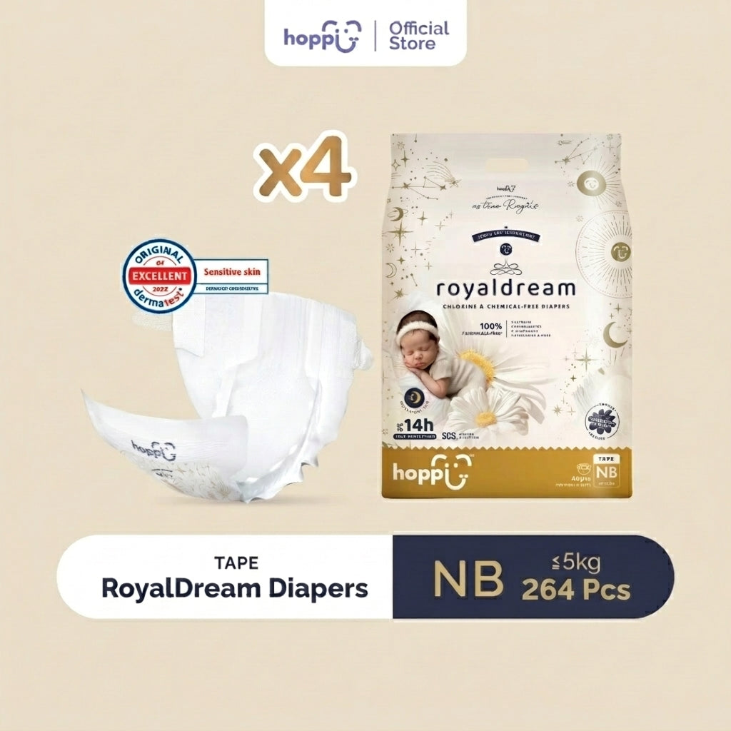 [CARTON] Hoppi RoyalDream Baby Diaper Tape X4 - Astra Family