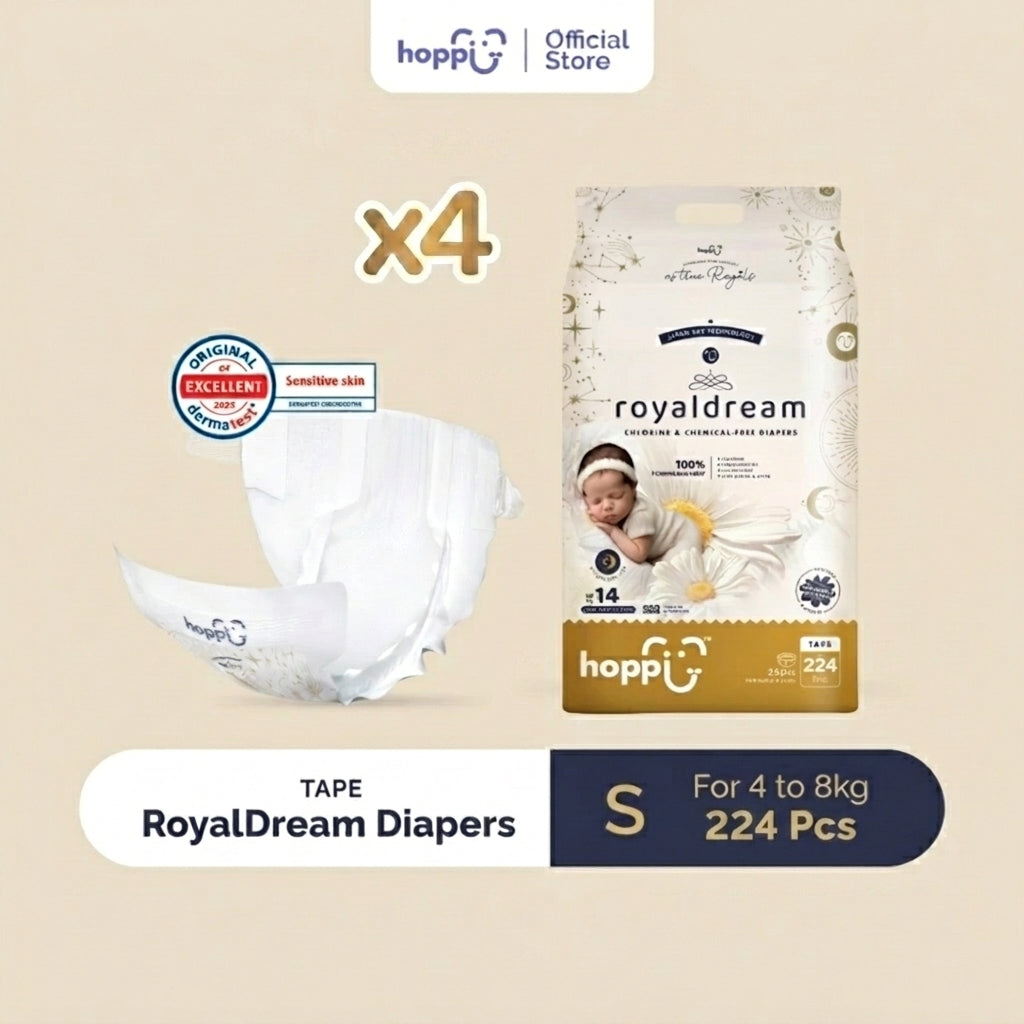 [CARTON] Hoppi RoyalDream Baby Diaper Tape X4 - Astra Family