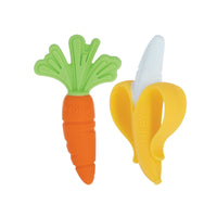 Nuby NanaNubs Banana Massaging Toothbrush and Carrot Teether - (2 Pack) Baby Teething Toys for 3+ Months