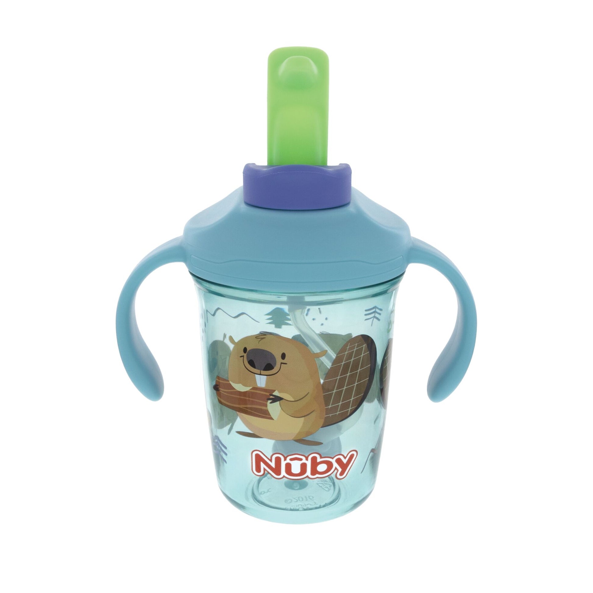 Nuby Multi-Function 2-in-1 Toddler Cup with 360° Weighted Straw and Hard Spout - 8 oz - Easy Grip Handles and Flip-It Top - 4+ Months