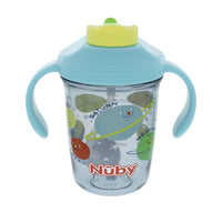 Nuby Multi-Function 2-in-1 Toddler Cup with 360° Weighted Straw and Hard Spout - 8 oz - Easy Grip Handles and Flip-It Top - 4+ Months
