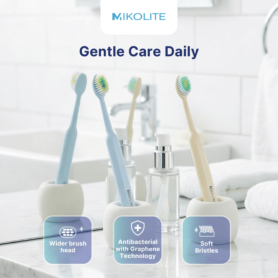 Mikolite Rom Ultra Soft Adult Toothbrush x 2