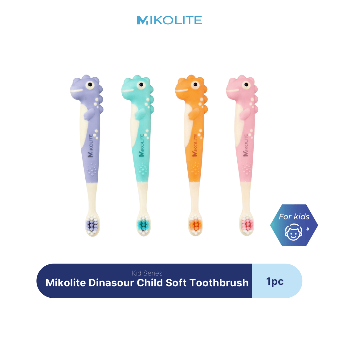 Mikolite Dinosaur Child Soft Toothbrush x 2