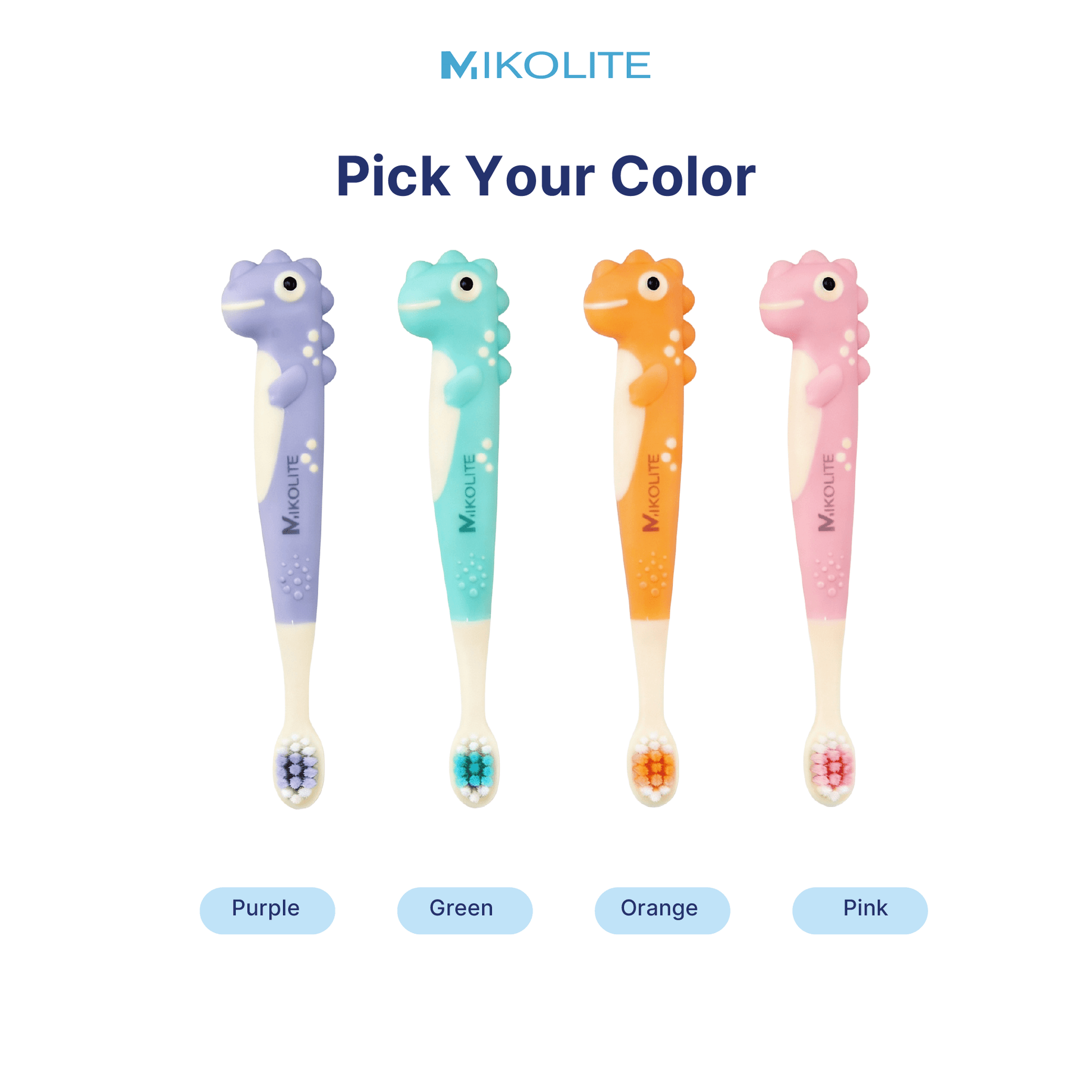 Mikolite Dinosaur Child Soft Toothbrush x 2