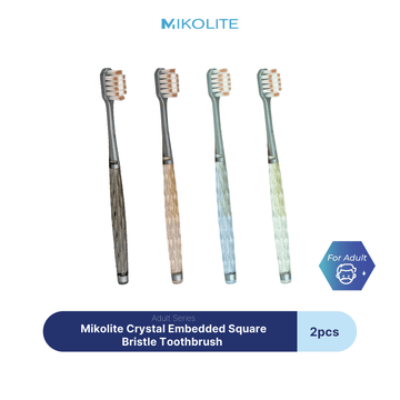 Mikolite Crystal Embedded Square Bristle Toothbrush  x 2