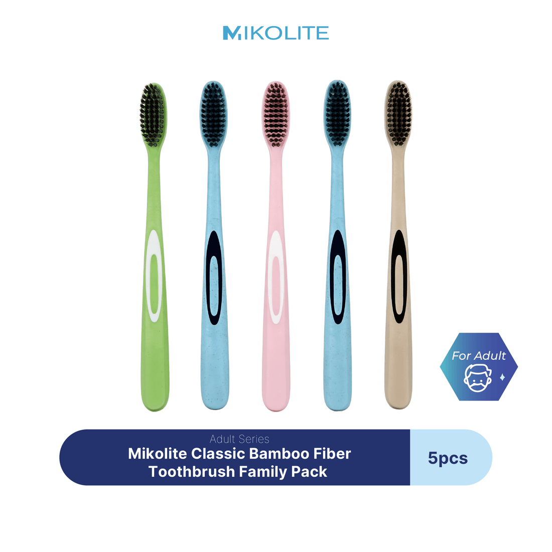 Mikolite Classic Bamboo Fiber Toothbrush Family Pack
