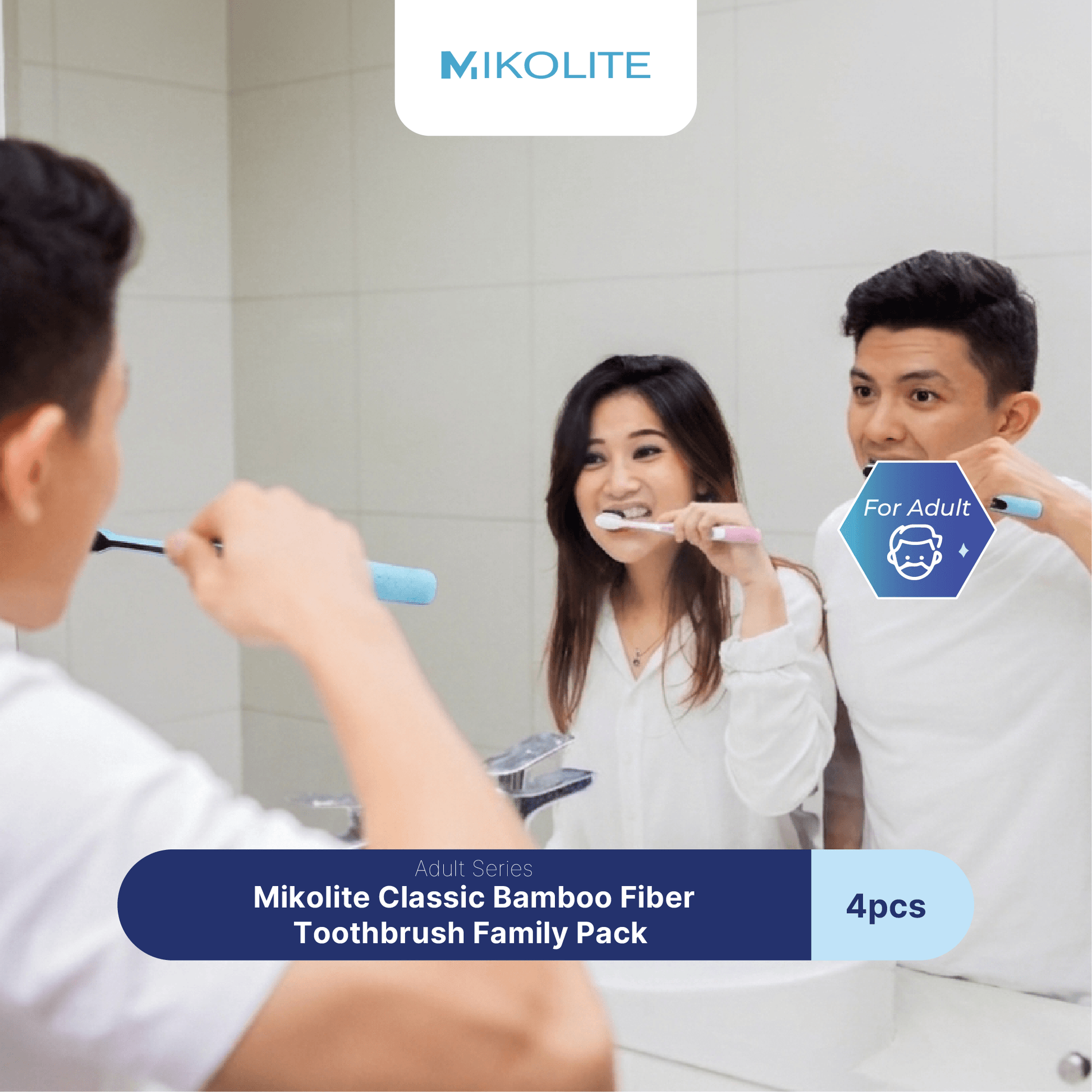 Mikolite Classic Bamboo Fiber Toothbrush Family Pack