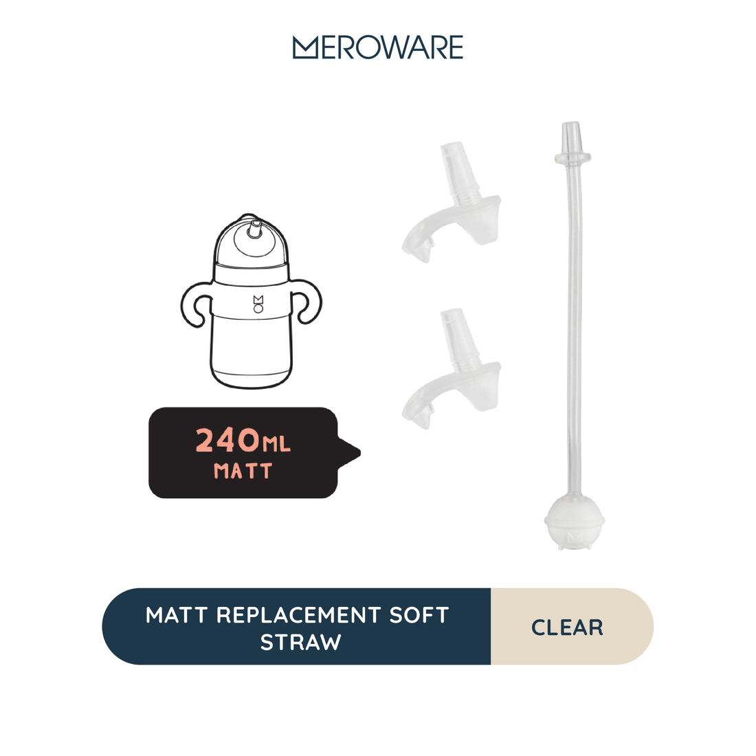 Meroware Matt Replacement Soft Straw- Clear
