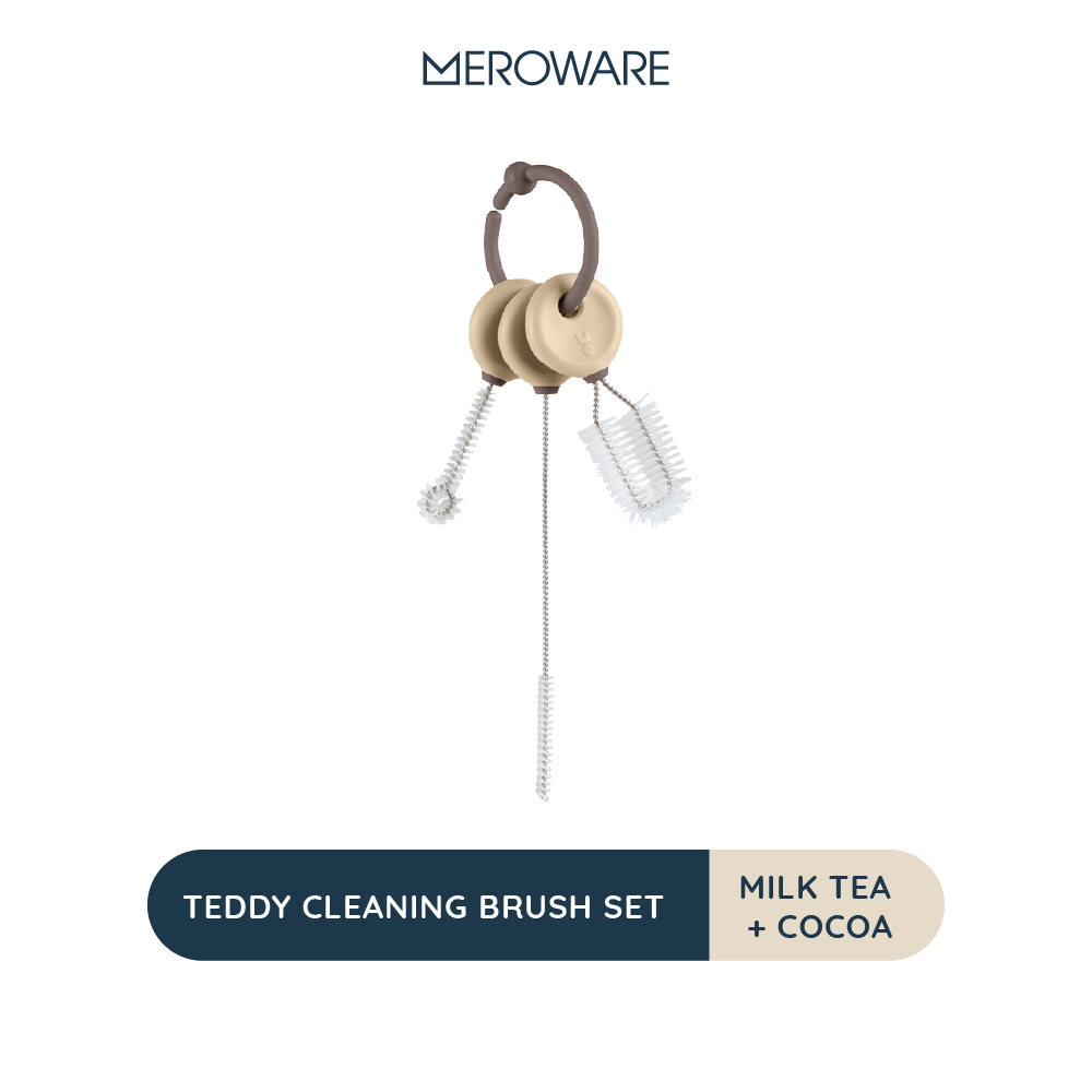 Meroware Teddy Cleaning Brush Set- Milk Tea + Cocoa