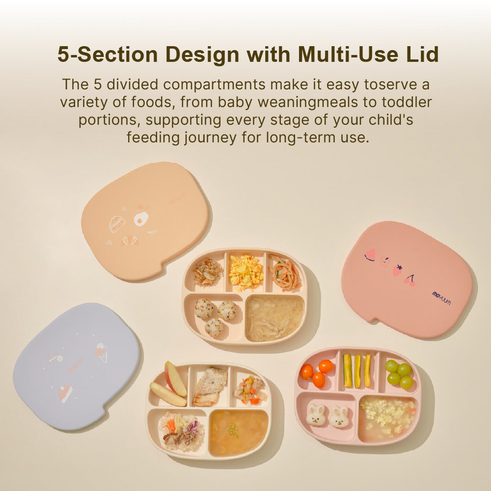 Moyuum Silicone Suction Food Plate - 5 Hole