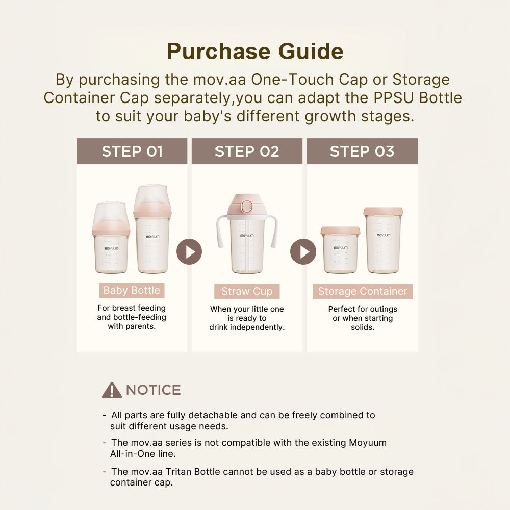 Moyuum Mov.aa Tritan Straw Cup One Touch Cap Set (beige)