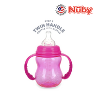 Astra Family A Nuby 3 Stage Tritan WN 8oz/240ml Bottle w/Handles featuring the Nuby logo.