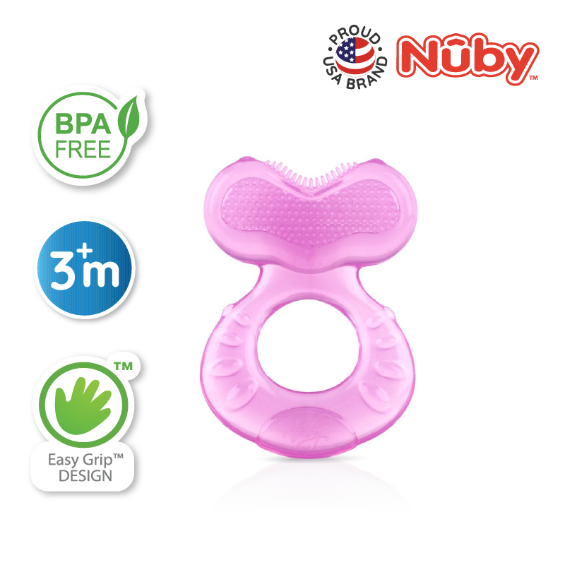 Astra Family Nuby baby teether - pink, Comfort Silicone Fish Shaped Teether.