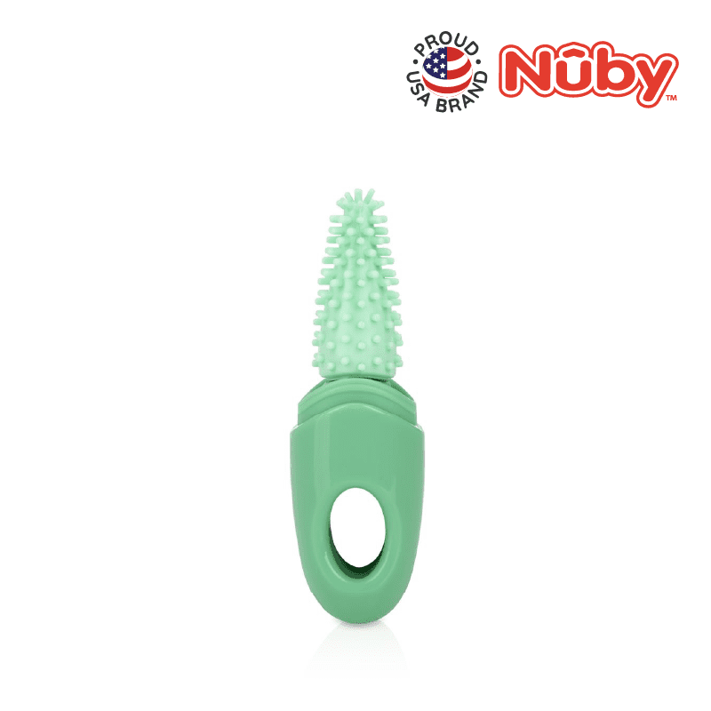Astra Family A green toothbrush with the word nuby on it.