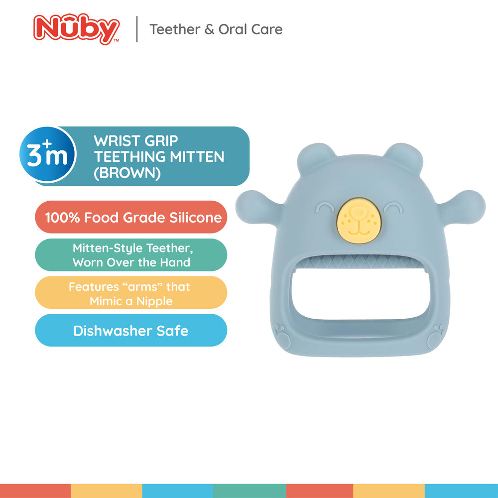 Nuby Silicone Wrist Teething Mitten - Baby Teether Ring - 3+ Months