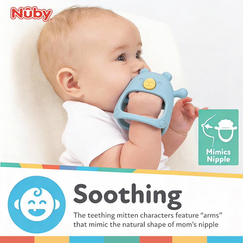 Nuby Silicone Wrist Teething Mitten - Baby Teether Ring - 3+ Months - Astra Family