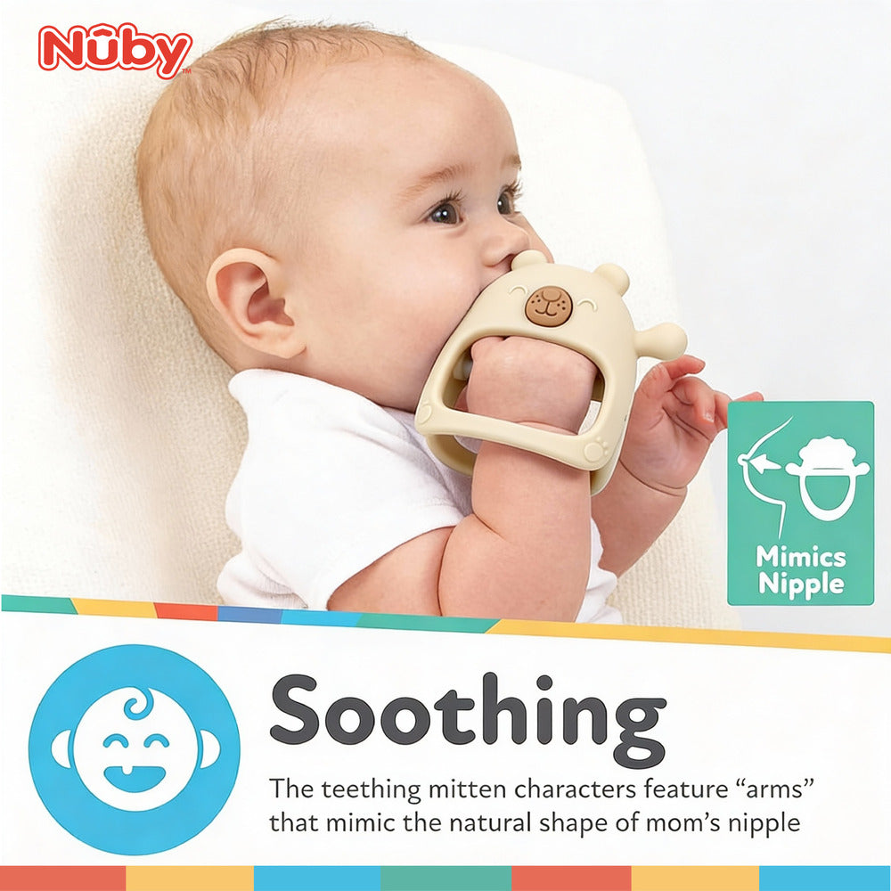 Nuby Silicone Wrist Teething Mitten - Baby Teether Ring - 3+ Months - Astra Family
