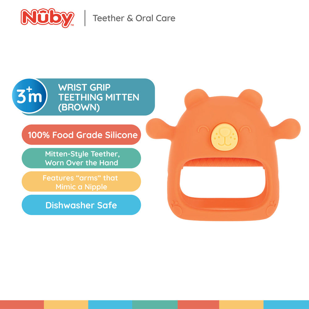 Nuby Silicone Wrist Teething Mitten - Baby Teether Ring - 3+ Months