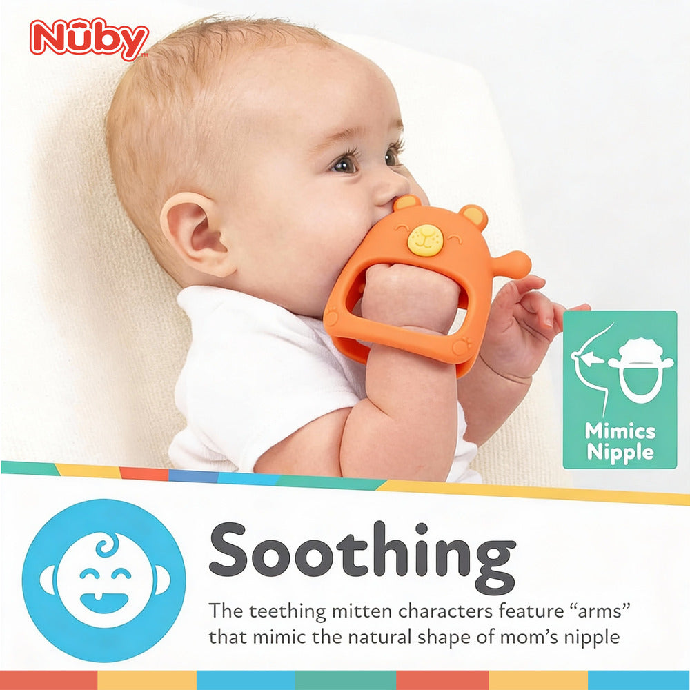 Nuby Silicone Wrist Teething Mitten - Baby Teether Ring - 3+ Months - Astra Family