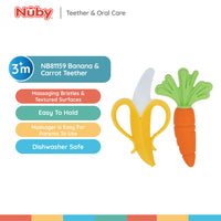 Nuby NanaNubs Banana Massaging Toothbrush and Carrot Teether - (2 Pack) Baby Teething Toys for 3+ Months