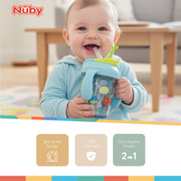 Nuby Multi-Function 2-in-1 Toddler Cup with 360° Weighted Straw and Hard Spout - 8 oz - Easy Grip Handles and Flip-It Top - 4+ Months - Astra Family
