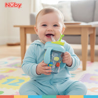 Nuby Multi-Function 2-in-1 Toddler Cup with 360° Weighted Straw and Hard Spout - 8 oz - Easy Grip Handles and Flip-It Top - 4+ Months - Astra Family