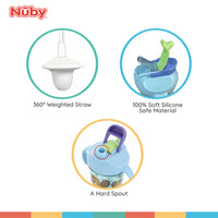 Nuby Multi-Function 2-in-1 Toddler Cup with 360° Weighted Straw and Hard Spout - 8 oz - Easy Grip Handles and Flip-It Top - 4+ Months - Astra Family