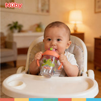 Nuby Multi-Function 2-in-1 Toddler Cup with 360° Weighted Straw and Hard Spout - 8 oz - Easy Grip Handles and Flip-It Top - 4+ Months - Astra Family