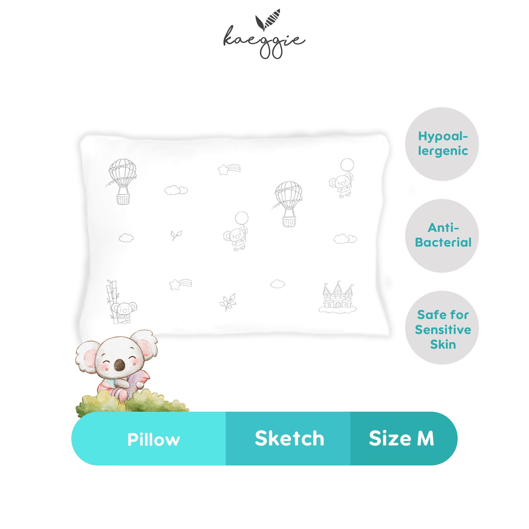 KAEGGIE - Signature WHITE SKETCH Pillow Size Medium (M)