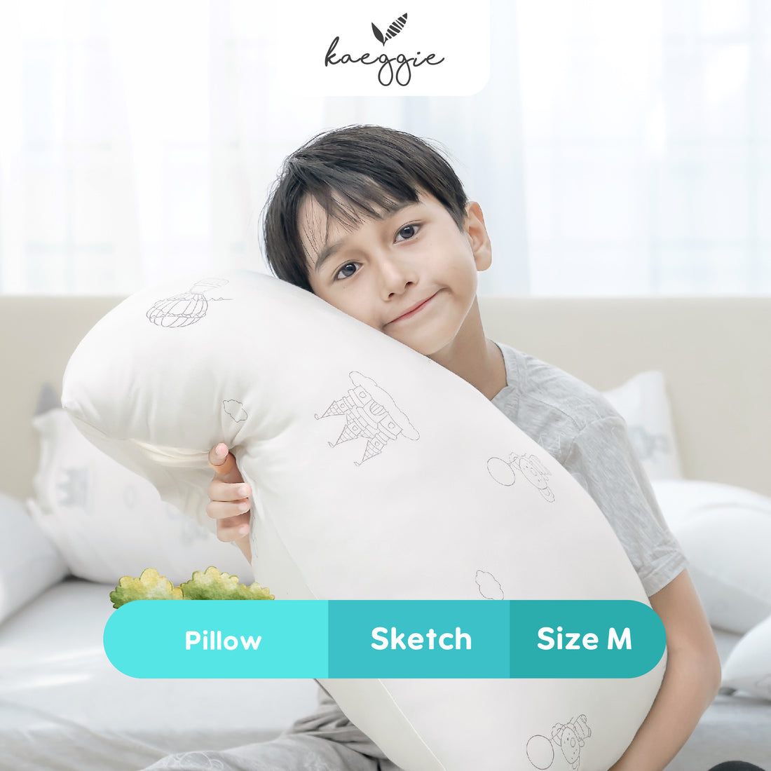 KAEGGIE - Signature WHITE SKETCH Pillow Size Medium (M)