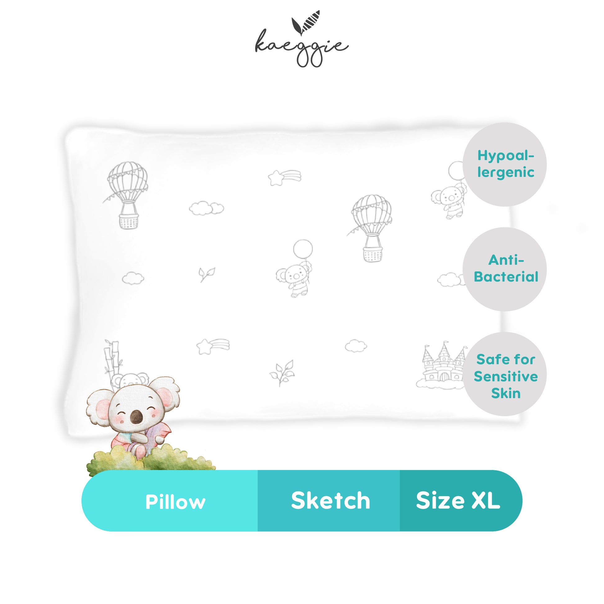 Kaeggie - Signature WHITE SKETCH Pillow Size Extra Large (XL)