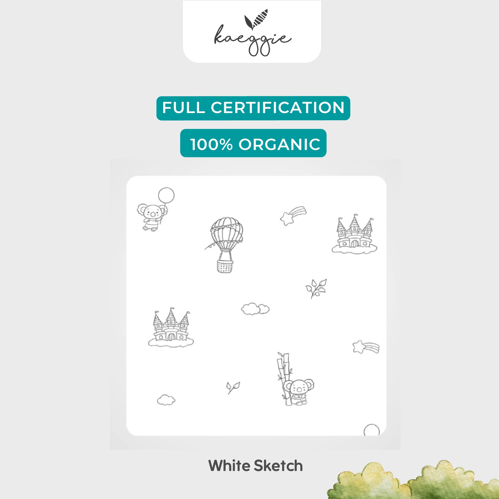 Kaeggie - Signature WHITE SKETCH Pillow Size Extra Large (XL)