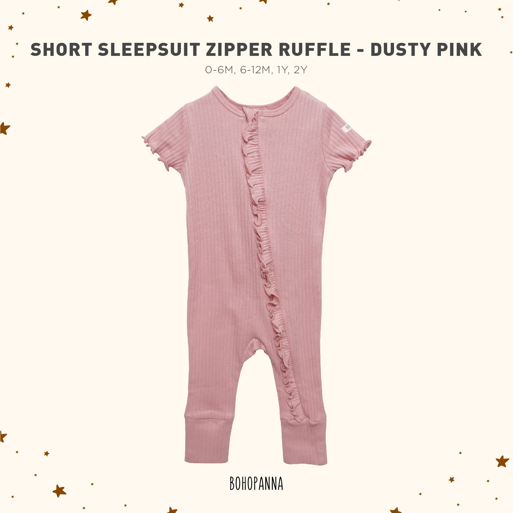 bohopanna short romper waffle dusty pink