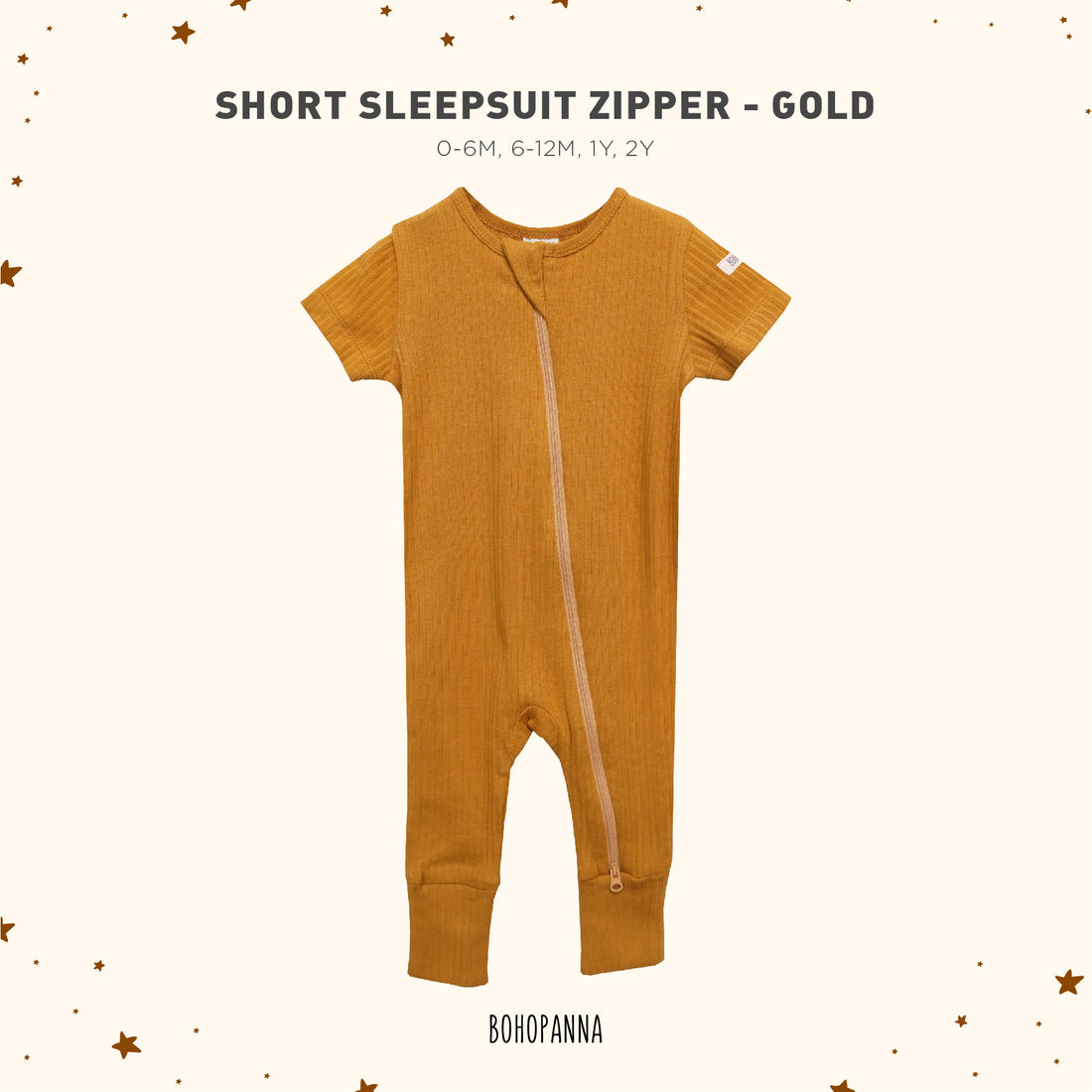 bohopanna short sleepsuit zipper gold