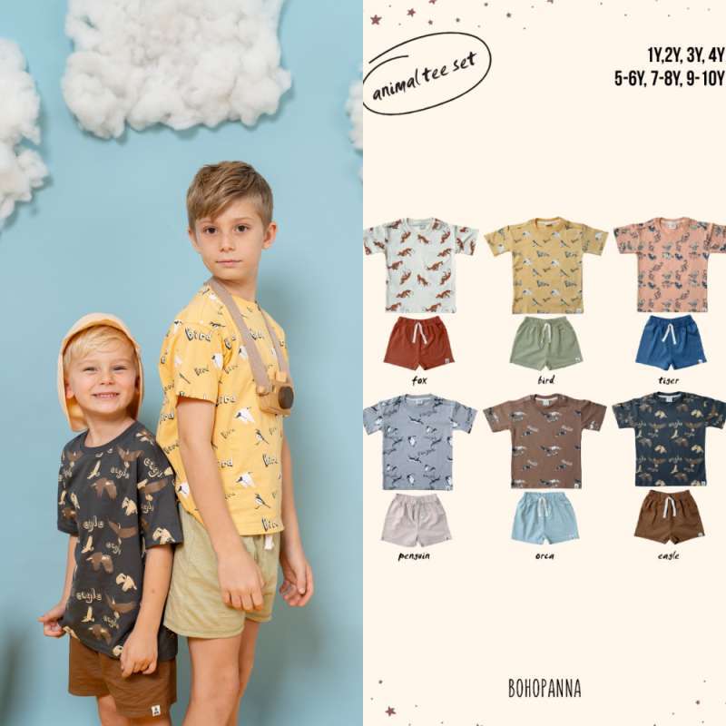 bohopanna animal tee set bird