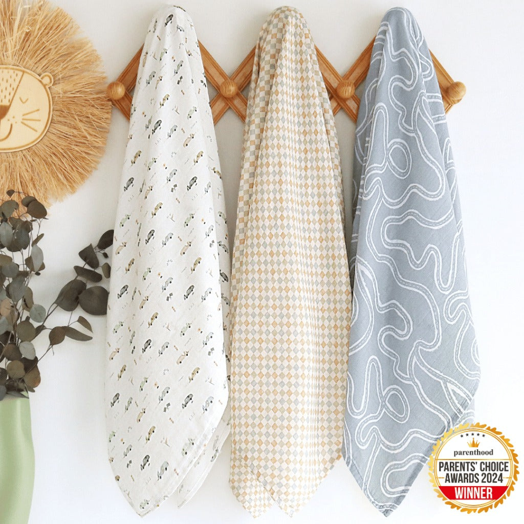 Swaddle bundle 3 in 1 Set 5 (Retro Racer, Retro Checks, Blue Circuit)