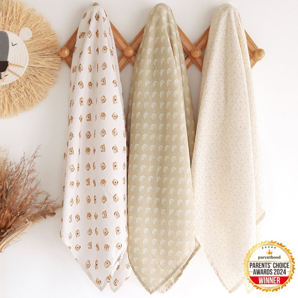 Swaddle bundle 3 in 1 Set 4 (Bearly Cute, Rustic Rainbow, Teddy trails)