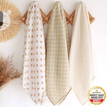 Swaddle bundle 3 in 1 Set 4 (Bearly Cute, Rustic Rainbow, Teddy trails)